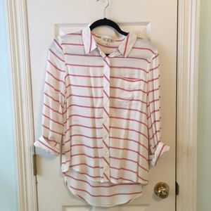Red and white striped button down